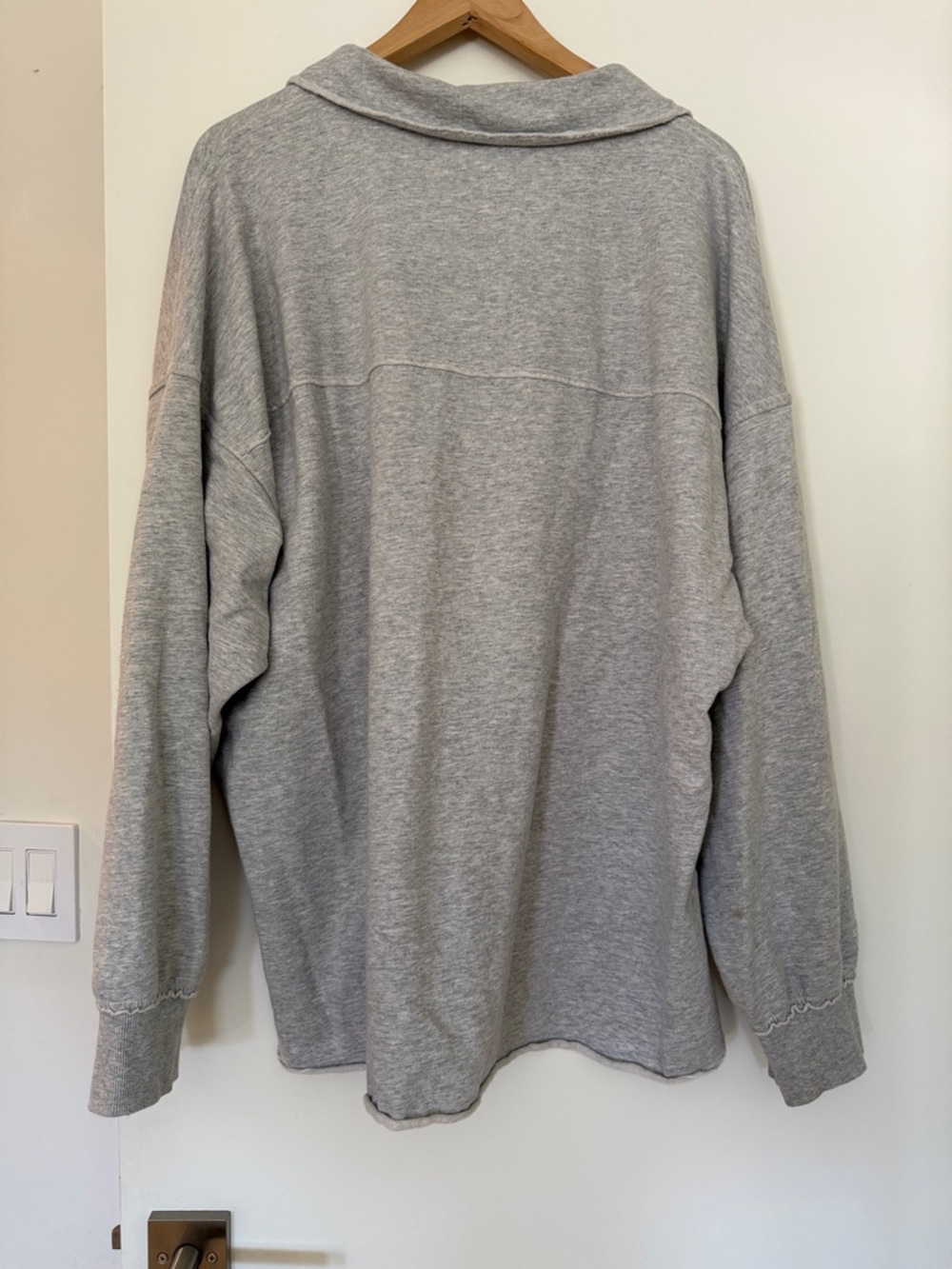 aerie Light Gray Button-Neck Pullover XL - Picture 2 of 5